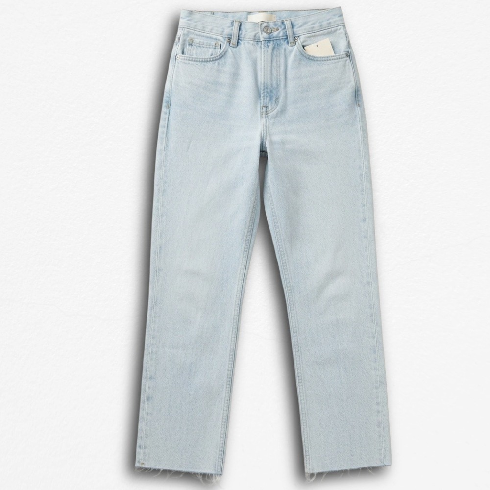 Quiksilver Womens Light Wash High Waisted Straight Leg Raw Hem Jeans Size 27
